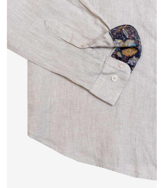 Camicia coreana in lino tinto freddo
