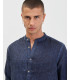 Camicia coreana in lino tinto freddo