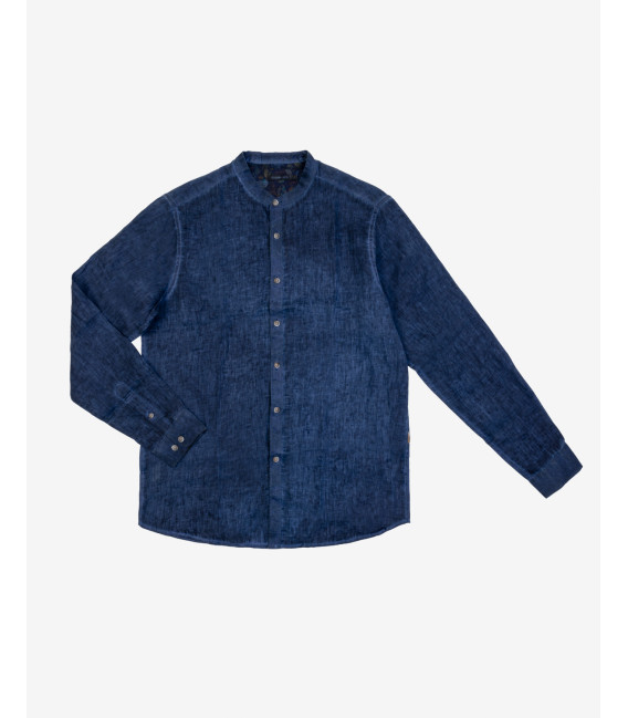 Camicia coreana in lino tinto freddo