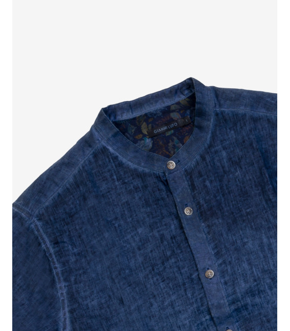 Camicia coreana in lino tinto freddo