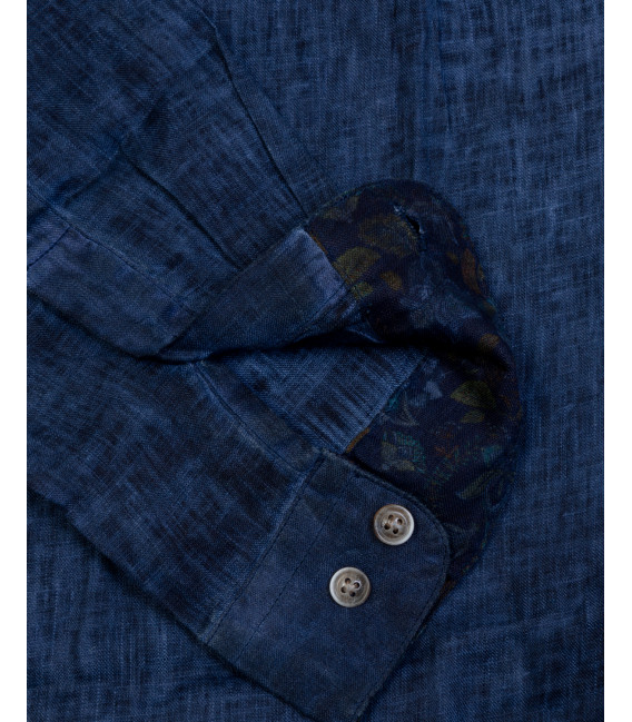 Camicia coreana in lino tinto freddo