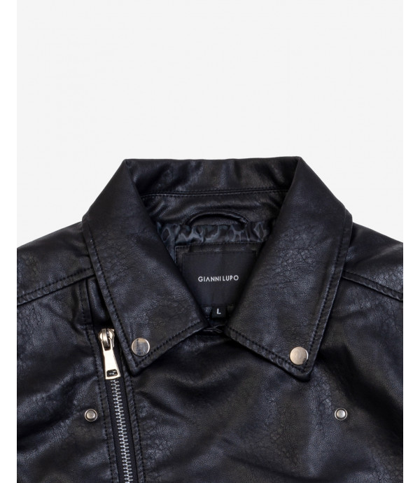 Giacca biker effetto pelle