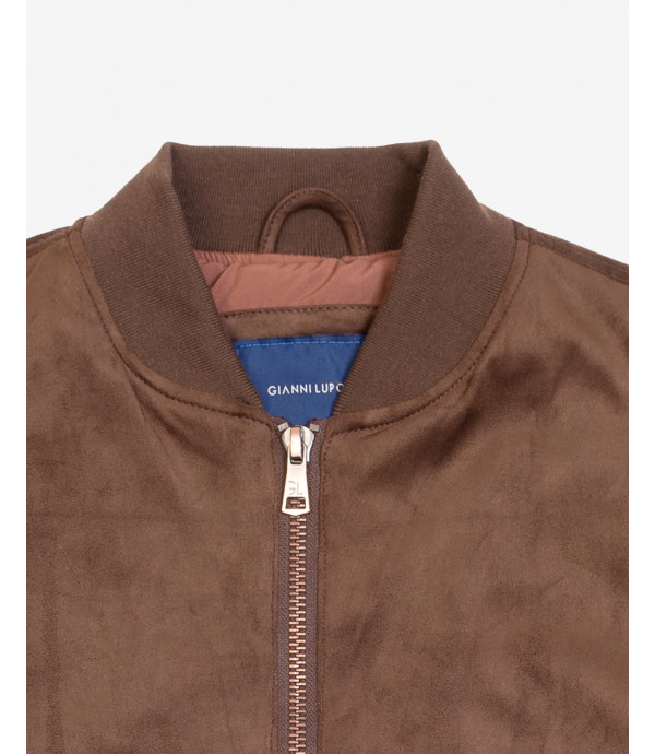 Faux-suede bomber jacket