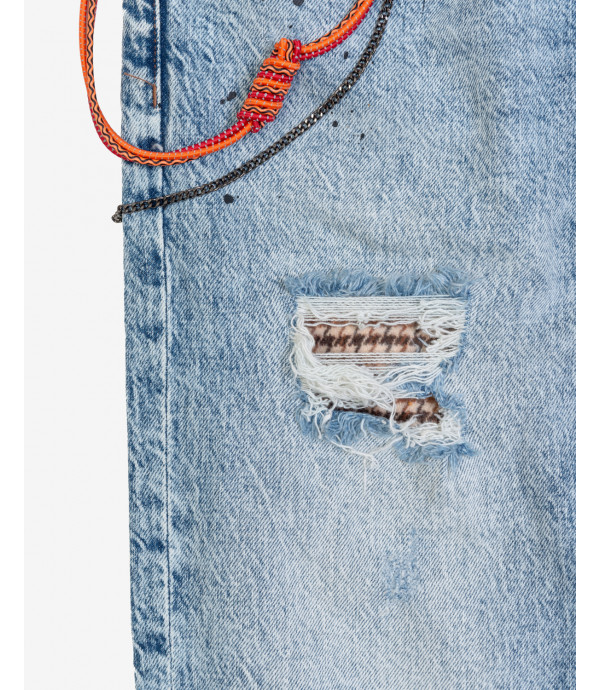MIKE carrot fit jeans with rip&repair