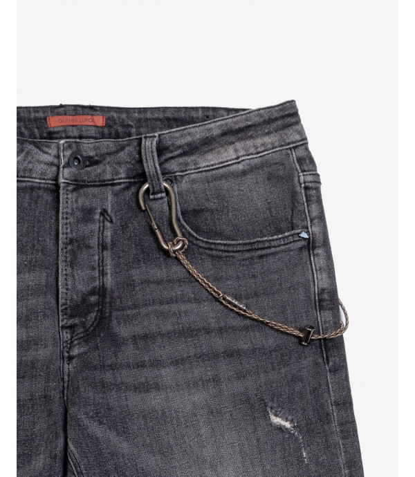 Jeans MIKE carrot fit con strappi in grigio