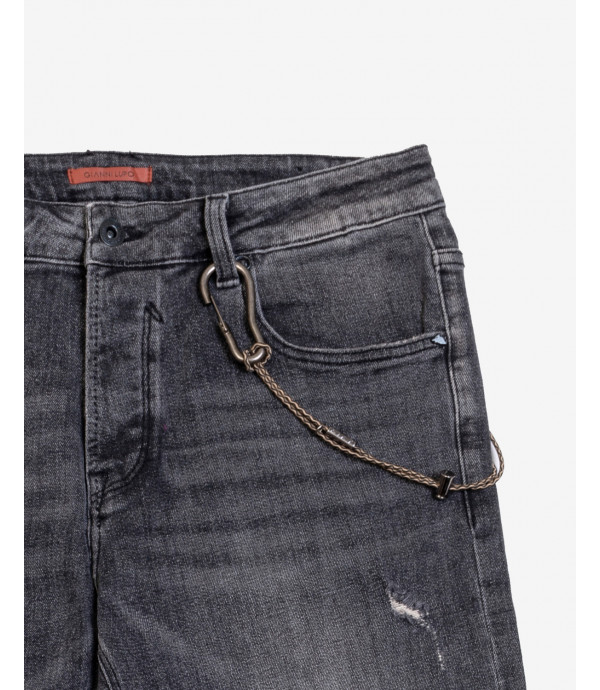 MIKE carrot fit jeans with rips in grey