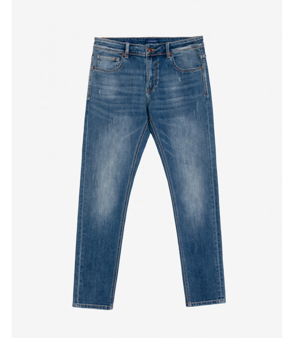 Kevin skinny fit jeans in stone wash with scratches