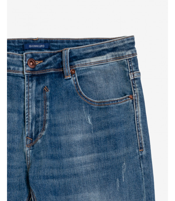 Kevin skinny fit jeans in stone wash with scratches