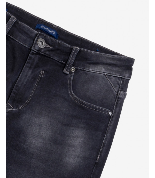 Luc skinny fit fleece lining jeans in black