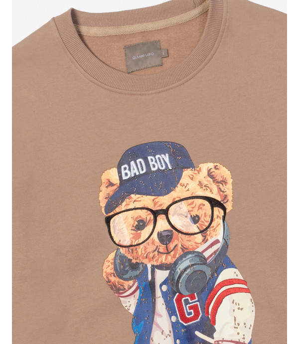 Teddy print crrewneck sweatshirt