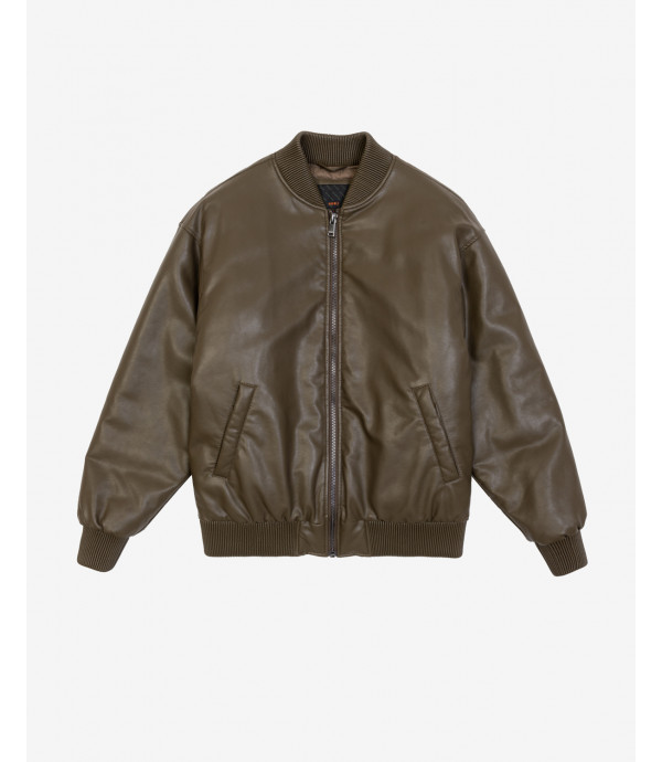 Faux-leather oversize jacket