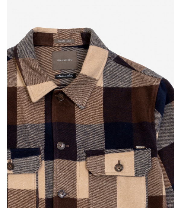 Overshirt a quadri con tasche