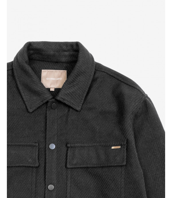 Overshirt in misto lana con taschini