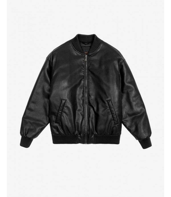 Faux-leather oversize jacket