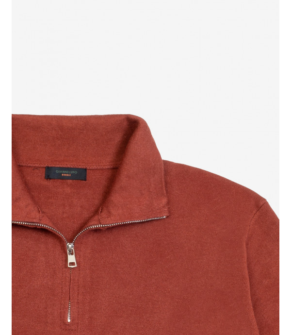 Felpa con collo a zip in maglia
