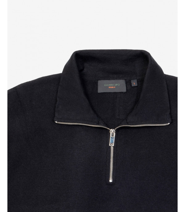 Felpa con collo a zip in maglia