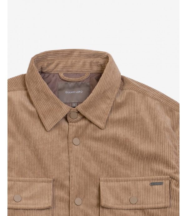 Giacca camicia imbottita in velluto a coste