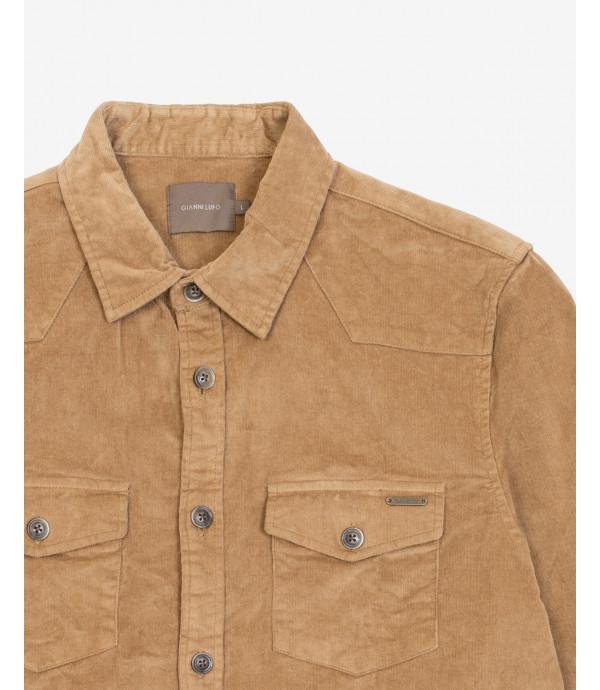 Camicia texana in velluto a coste