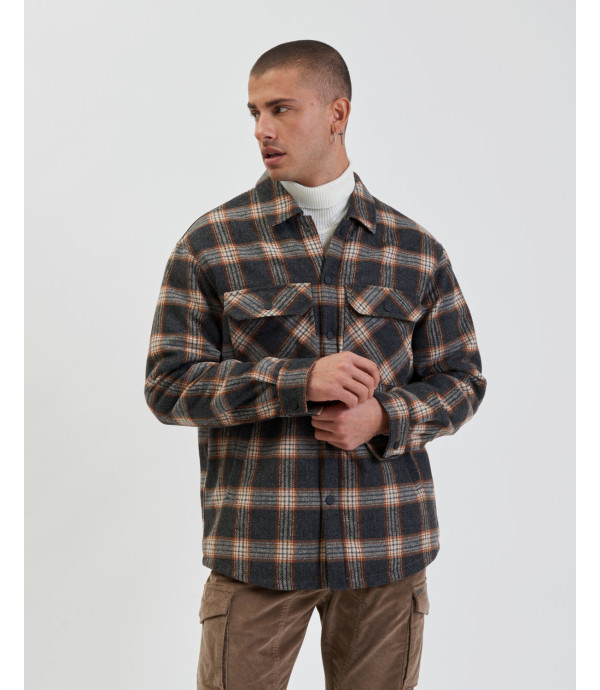 Giacca camicia con fodera in pile
