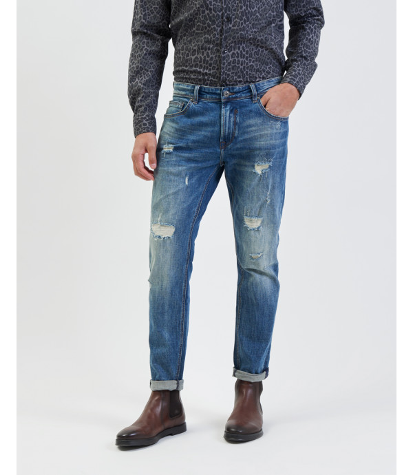 BRUCE regular fit jeans with rips medium wash