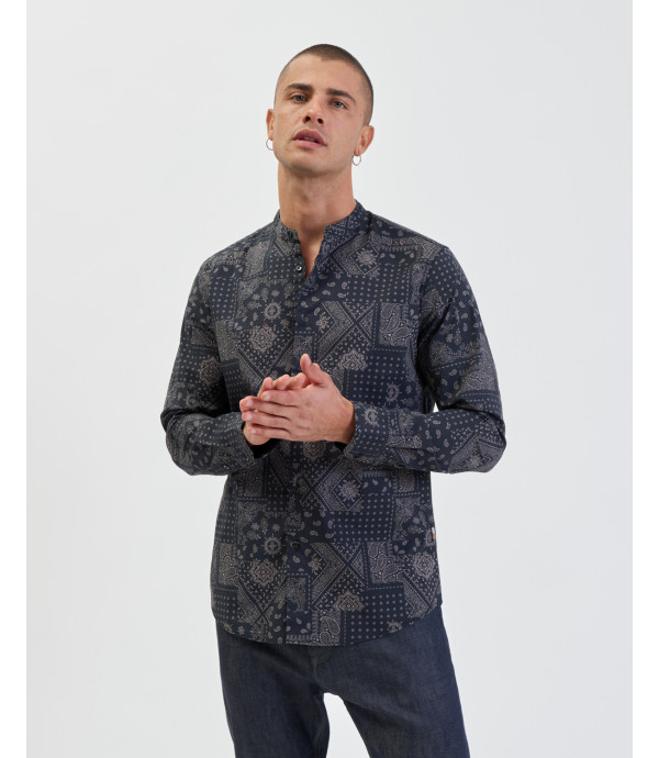 Camicia alla coreana in fantasia