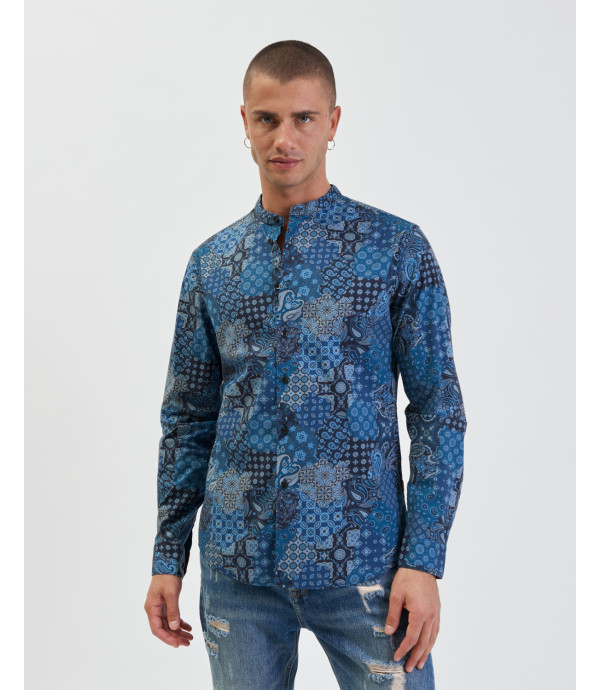 Camicia alla coreana in fantasia