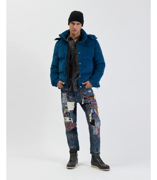 Mike carrot fit jeans with patches and paint droplets all over