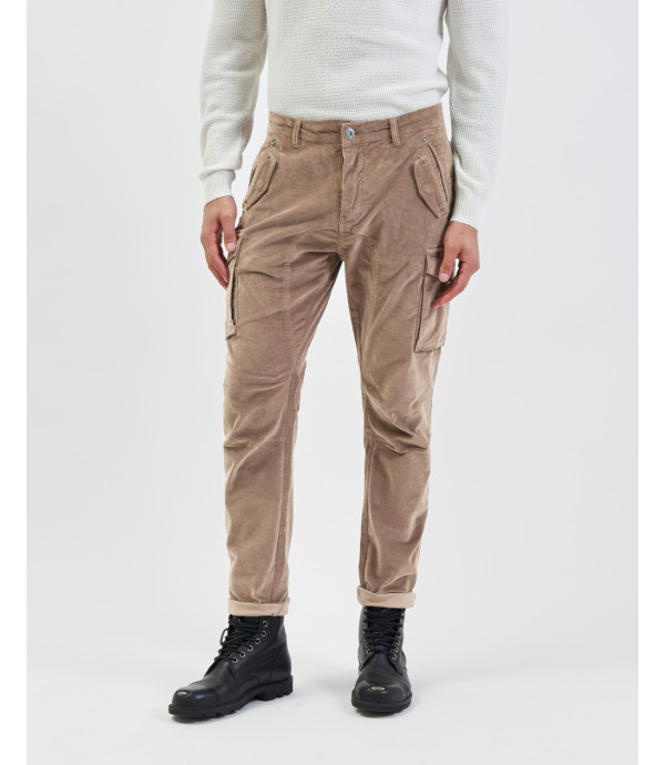 Pantaloni cargo regular fit in velluto a coste
