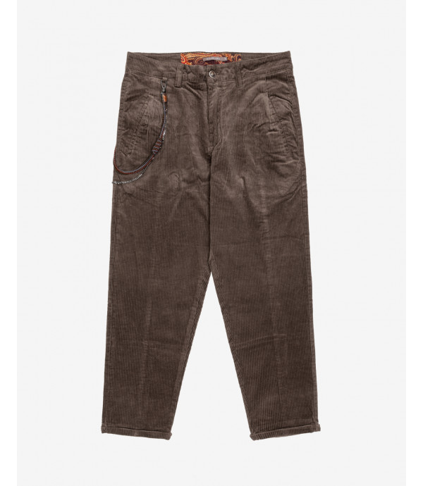 Low crotch trousers with pleats in cord