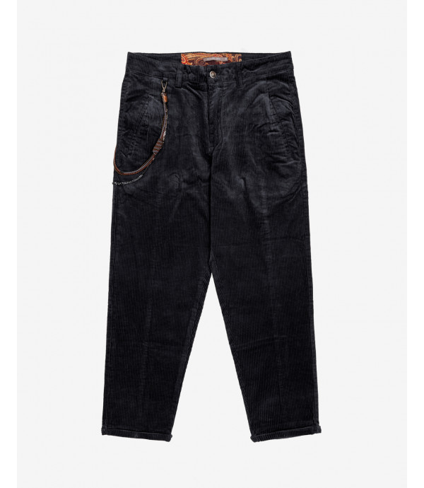 Low crotch trousers with pleats in cord
