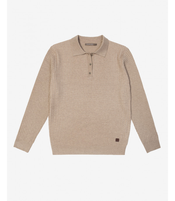 Micro cable-knit polo shirt