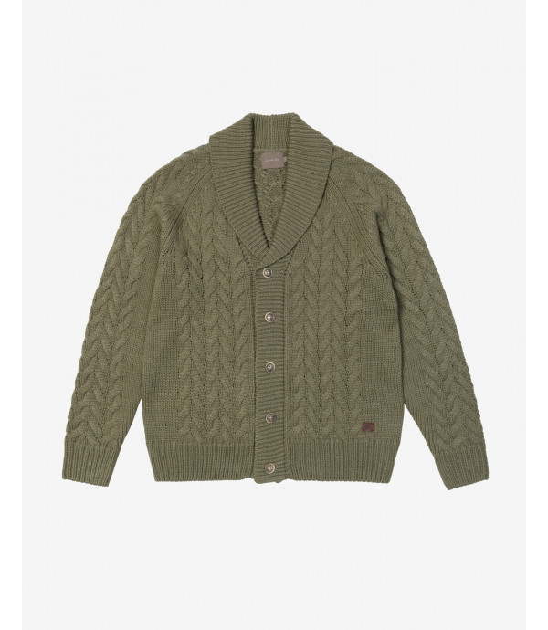 Raglan cable-knit cardigan