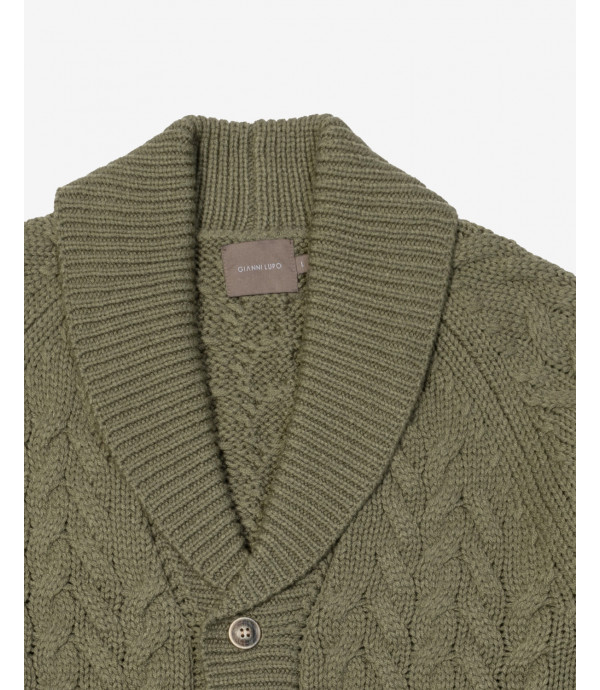 Raglan cable-knit cardigan