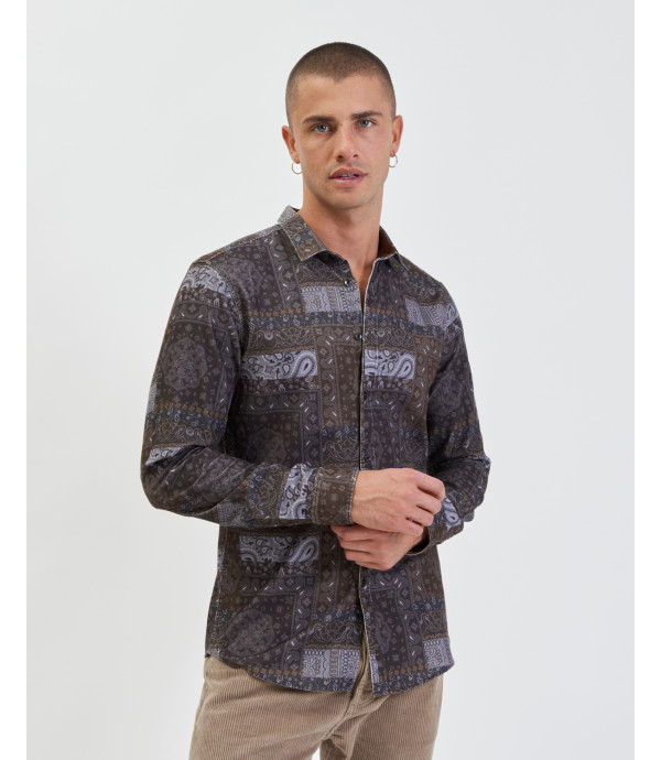 Camicia in velluto a coste stampa bandana