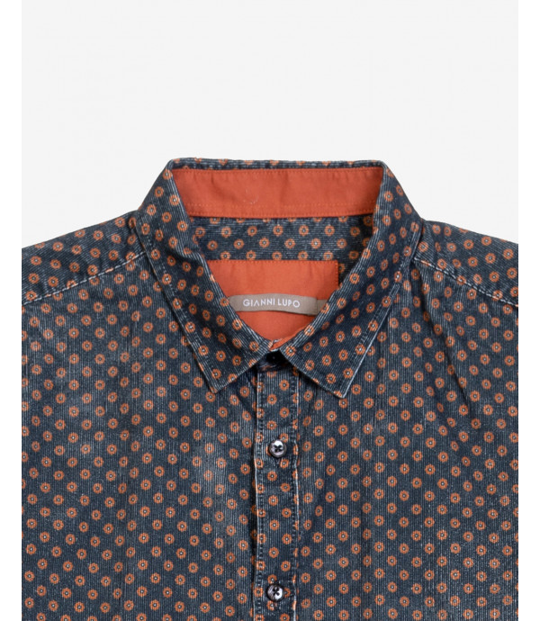Camicia in fantasia velluto a coste