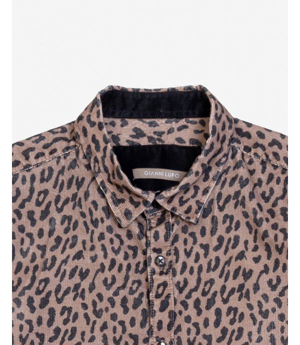 Camicia in fantasia velluto a coste
