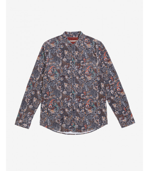 Camicia alla coreana in fantasia velluto a coste