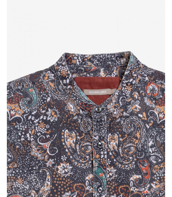 Camicia alla coreana in fantasia velluto a coste