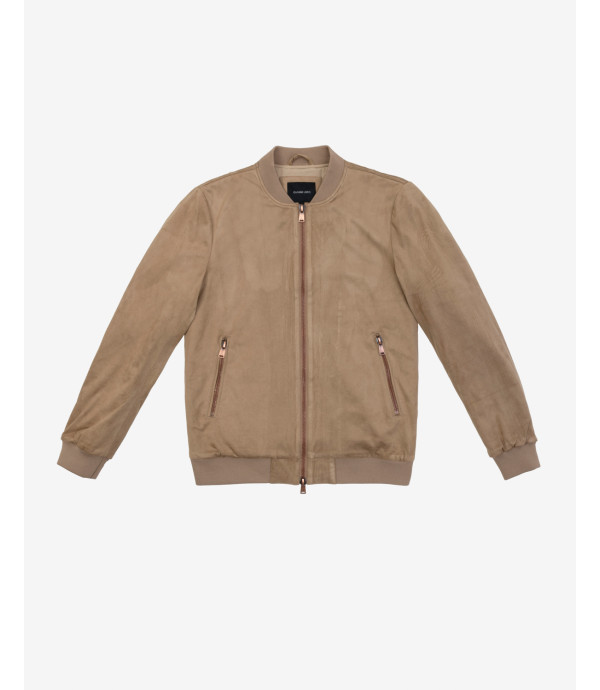 Giubbotto bomber effetto camoscio