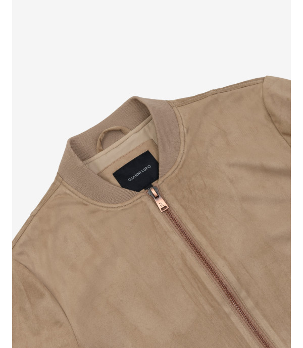 Giubbotto bomber effetto camoscio