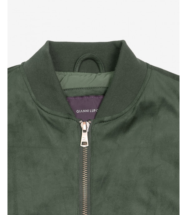 Giubbotto bomber effetto camoscio