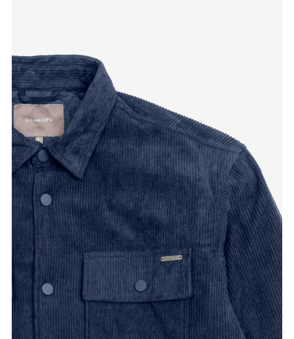 Giacca camicia imbottita in velluto a coste