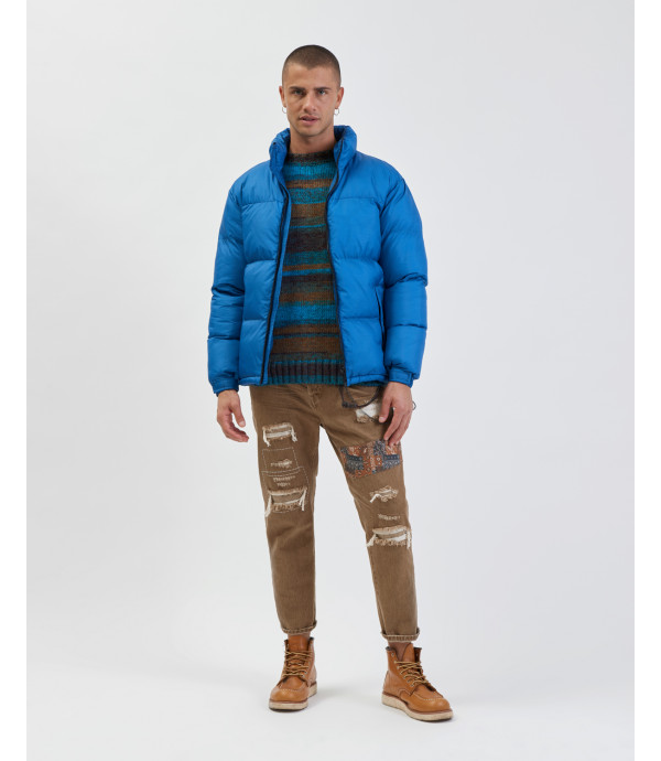 MIKE carrot fit jeans with patches and rips
