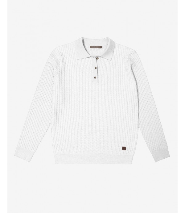 Micro cable-knit polo shirt