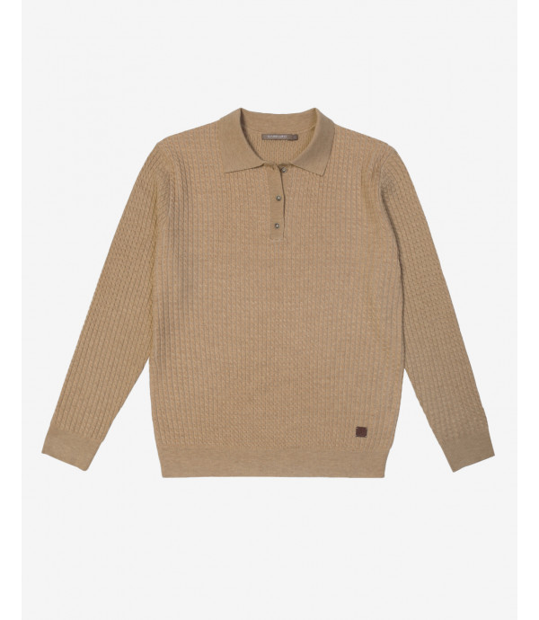 Micro cable-knit polo shirt