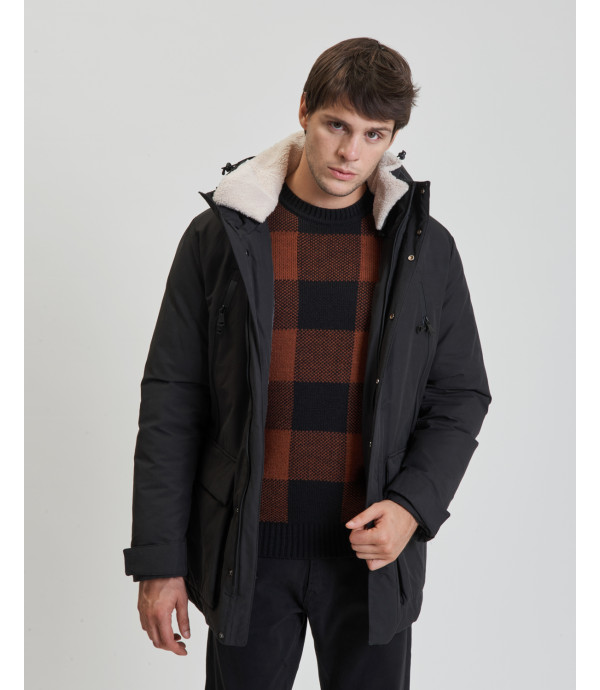 Padded parka jacket with pockets and zip