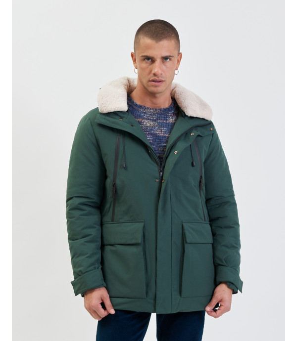 Padded parka jacket with pockets and zip