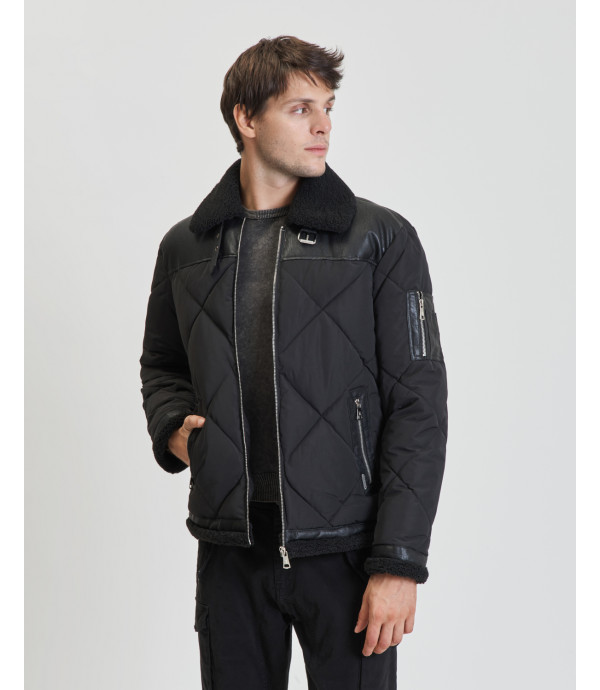 Pile details padded jacket
