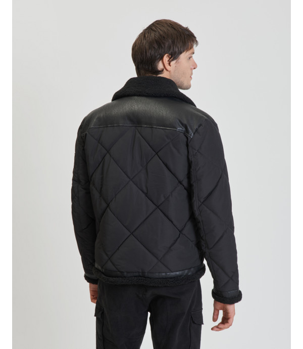 Pile details padded jacket
