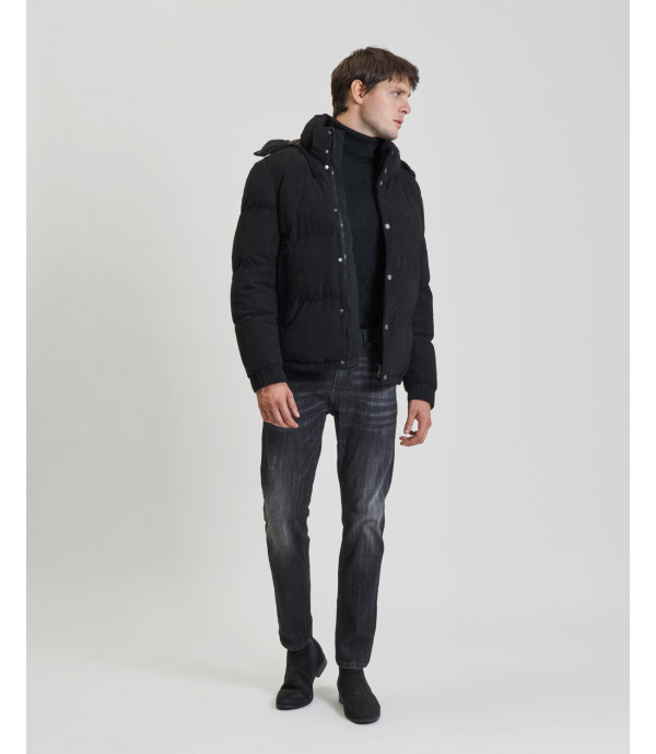 Cord padded jacket with hood